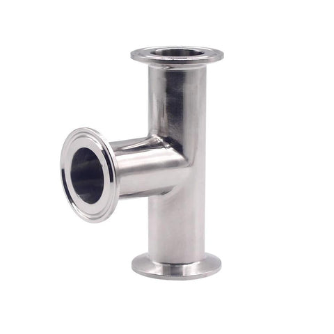 Stainless steel 304 3-way sanitary clamp tee with flange ends for 1.5 in Tri-Clamp