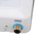 Zero Chill Instant Heat Mini Tankless Water Heater With A Sharp Digital Panel And Handy Remote That Pushes Hard 5500 Watts for water inlet connection.