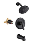 Matte Black Shower Trim Kit With Six-Spray Shower Head And Included Valve, Tub Spout, Arm, And Six-Inch Extra Large Head, Cupc Certified