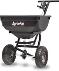 Pro Push Broadcast Spreader 85 Lb Capacity with Durable Plastic Hopper, corrosion-resistant for lawn care, side view