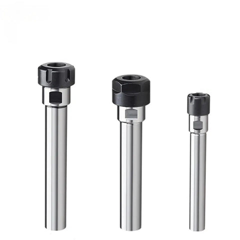 Heavy Duty ER Collet Extension Rod To Lengthen Your Milling Setup For Precision Work With C8 Through C40 Sizes Including ER8 And Up, showcasing three sizes.