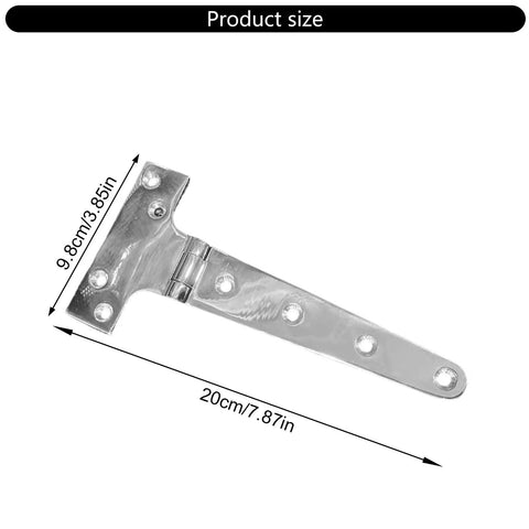Sturdy T Design Door Hinge In 316 Stainless Steel With Pre Installed Screws Heavy Duty for Home and Commercial Doors, 9.8x20cm, front view