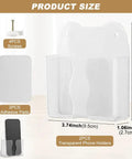 Two Pack Wall Mounted Phone Holder With Charging Hole Self Adhesive Clear Phone Cradle Bedside Organizer dimensions and parts