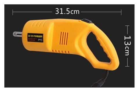 No Sweat Electric Trailer Jack With Wireless Remote, Portable 2.5 Ton Car Lifter Plug And Play Cord for SUV and Truck tire swaps, side view with measurements.