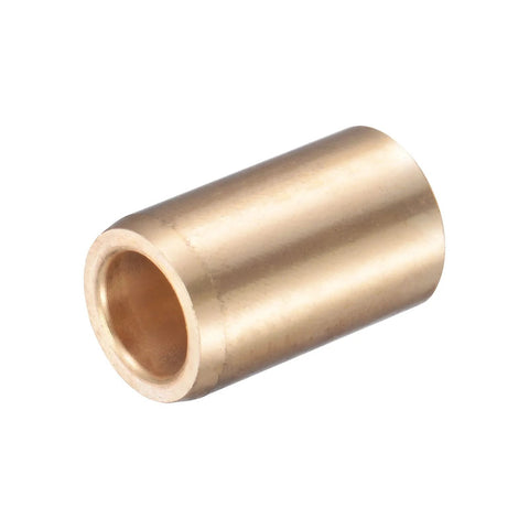 Side view of brass sleeve bearing with 8mm bore, 12mm OD, 20mm long; self-lubricating, 2-piece set