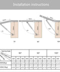 Diagram showing installation instructions for Soft Close Lid Stay Hinge For Toy Boxes And Cabinets And Wardrobes, Heavy Duty 80N To 100N Per Strut, 245mm Length