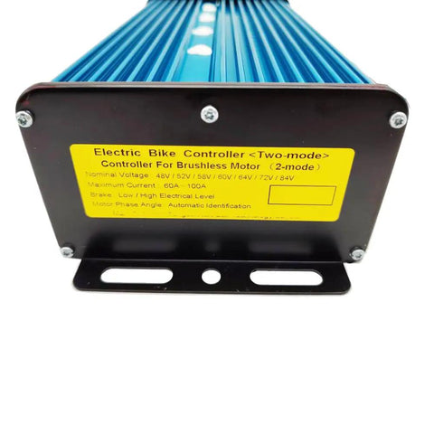 Front view of Universal Brushless Motor Controller For EBikes And Scooters 48V 60V 72V 84V 3000W Peak 100A Max Aluminum Alloy Shell