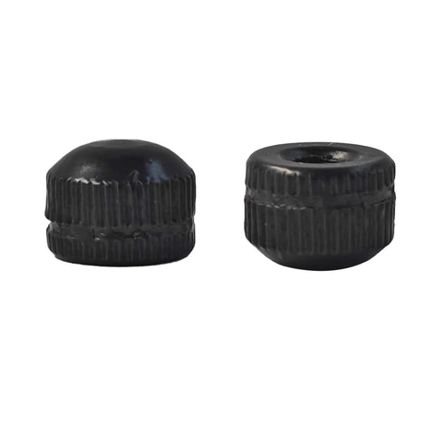 15Pcs M4x0.7 Threaded Cap Nuts for Light Fixtures Ceiling Light Screw Caps Knurled Acorn Nut Replacement Parts for Chandelier Pendant Wall Sconce Lamp Shade Holder Hardware Matte Black, close-up side view