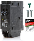 Genuine Square D HOMT2020 20/20 Amp Tandem Circuit Breaker Kit For Space Saving Dual Circuits Homeline Series OEM 120 240V Panel Upgrade Two Independent 20 Amp Circuits In One Slim Unit For Tight Panels, black breaker with screws