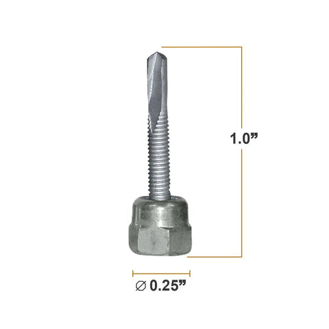 Vertical Threaded Rod Anchor For Steel Structures Quarter Inch Screw One Inch Length Electro Zinc Coated Corrosion Resistant