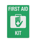 Emergency Medical Supplies Sign For Office, Shop, Or Home Use Rugged 8x12 Inch Aluminum Warning Plate with white first aid kit icon