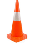 Top Notch High Visibility 15 Inch Traffic Cones With Reflective Collars Four Pack Orange Safety Cones stacked detail view