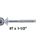 7 X 1-1/2 Inch Fine Thread Pocket Hole Screw Torx T-20 Drive Zinc Silver for cabinetry and furniture