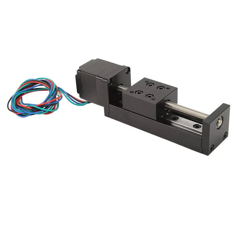 Rock Solid Mini Linear Rail Slide Actuator Featuring 50mm Stroke Premium Alloy Stepper Motion Stage Paired With Single Lead Screw Rod.