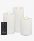 Realistic Flameless LED Candles Set Of 3 With Remote Control Battery Operated Moving Flame Pillars With Timer Melted Top Safe White Glow