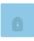 Set Of 2 Repositionable Adhesive Wall Hooks Light Blue on a soft blue background, showing damage-free stick and go design.
