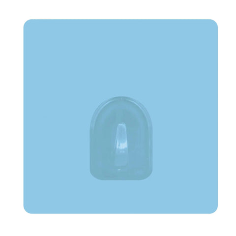 Set Of 2 Repositionable Adhesive Wall Hooks Light Blue on a soft blue background, showing damage-free stick and go design.