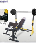 Adjustable Squat Rack And Bench Press Station With Pull Up Bar Heavy Duty Home Gym Fitness Equipment showing bench and barbell setup