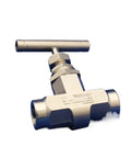 316 stainless steel needle valve with T-handle for ultra-high-pressure inline service.