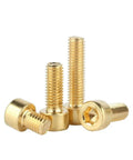 Solid Brass Copper Hex Socket Cap Machine Bolts M3 M4 M5 Precision Thread Fasteners stacked, showcasing various lengths and heads.