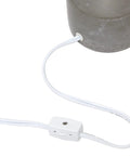 Close-up view of 5 ft cord with switch, part of Gray Concrete Table Lamp With White Fabric Shade, Sleek Minimalist Nightstand Light For Living Room