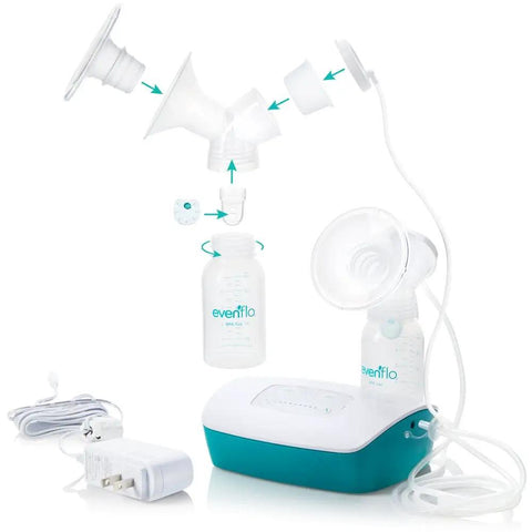 Hospital Strength Double Electric Breast Pump With Custom Suction Controls And Lowkey Quiet Motor To Keep Pumping Sessions Smooth including bottles and adapter.