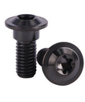 Badass Grade 5 Titanium Motorcycle Brake Rotor Bolts M8 X 20mm And 25mm CNC Anodized Black Replacement Screws showing black screws.