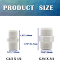 Size comparison of 12 Pack 3/4 Inch PVC Pipe Fittings Hex Nipple G3/4 Male X G3/4 Male Coupling Adapters for Plumbing