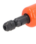 Close-up of Powerhouse Pneumatic Straight Die Grinder's black chuck and orange body for refining edges and removing rust.