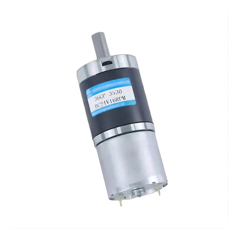 36mm Dc Planetary Gear Motor With 8mm Shaft And 12V 24V Dual Power in a metallic finish, ideal for robotics and automation.