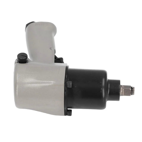 Heavy Duty Pneumatic Impact Wrench Aluminum Body 410NM Knockout Torque 2600 RPM Quarter Inch side view showing grip and mechanism.