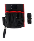 Heavy Duty Multi Pocket Tools Bag For Window Tinting And Wrapping Film, Canvas Oxford Cloth Organizer With 13 Tool Holes, black and red with waist belt