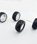 4 Pack RC Car Wheel Set With Rubber Tires And Metal Shaft Axles For Remote Control Cars Trucks And Robots 55mm Diameter 3mm Shaft