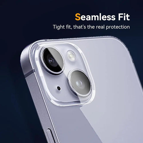 3 Pack Camera Lens Protector For iPhone 15 And 14 6.1 Inch, Plus iPhone 15 Plus And iPhone 14 Plus 6.7 Inch, close-up on lens fit