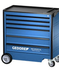 Heavy Duty Blue Mobile Tool Trolley Featuring Corrosion Resistant Steel Frame And Abs Plastic Top With Small Parts Organizer with 6 drawers.