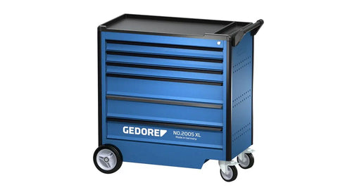 Heavy Duty Blue Mobile Tool Trolley Featuring Corrosion Resistant Steel Frame And Abs Plastic Top With Small Parts Organizer with 6 drawers.