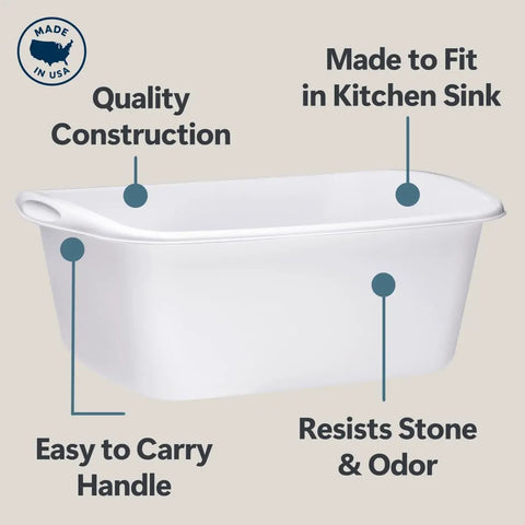 Heavy Duty White 12 Quart Plastic Dishpan Wash Tub For Soaking Feet, Laundry, Hand Washing And Storage with quality features.