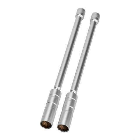 Tough As Nails Extended Spark Socket Wrench Kit For 14Mm And 16Mm Plugs featuring two silver deep-reach spark sockets.