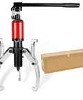 Super Cool Badass Rock Solid Hydraulic Gear Puller For Wheel Bearing Removal Kit With 360 Degree Rotation Plus Sealed Design Stops Leaks Perfect For Clean Workspace Safety Without Messy Cleanup Or Slow Fixes When Working On Cars Daily, red steel puller with box