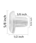 Detailed side view of semitransparent plastic plug with dimensions, part of Bottom Rail Cord Button Plugs For Wood And Faux Wood Blinds And 1 Inch Mini Blinds With Five Sixteenth Inch Hole Ten Pack Semitransparent White Plastic Covers For Ladder Cord Finishing Touch.