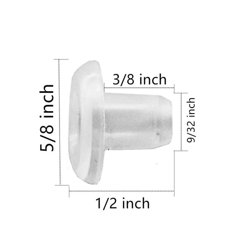 Detailed side view of semitransparent plastic plug with dimensions, part of Bottom Rail Cord Button Plugs For Wood And Faux Wood Blinds And 1 Inch Mini Blinds With Five Sixteenth Inch Hole Ten Pack Semitransparent White Plastic Covers For Ladder Cord Finishing Touch.