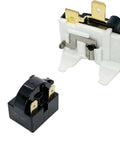 4.7 Ohm 3 Pin PTC Starter Relay and Overload Kit for mini fridges, featuring QP2-4.7 start relay, black and white components.