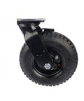 8 Inch Pneumatic Rubber Caster Wheel With Side Brake Universal Replacement Flanged Track Tire For Hotel Luggage Cart side view