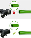 3/8 Inch Push To Connect Tee Air Line Fittings Kit with Quick Connect Pneumatic Fittings shown with green hose