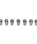 Must-Have 7Pcs Spring Collet Set For ER Tool Holders showing sizes 1-7mm spring steel milling chuck collets.