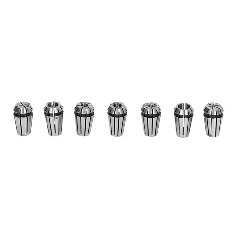 Must-Have 7Pcs Spring Collet Set For ER Tool Holders showing sizes 1-7mm spring steel milling chuck collets.