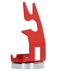 Solid Welding Torch Holder With Super Strong Magnetic Base keeps MIG tool secure on steel workbenches, red metal design.