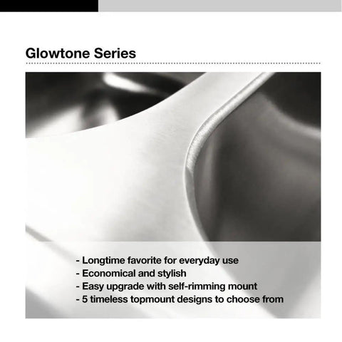 Glowtone Stainless Steel Kitchen Sink Topmount 60 40 Double Bowl With 3 Holes Satin Finish Heavy Gauge T304 close view