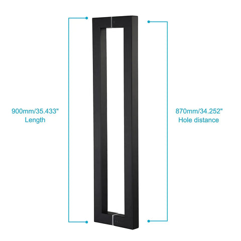 Heavy Duty Commercial Grade Push Pull Door Handle Made From 304 Stainless Steel 900mm 36 Inch Length 1.2mm Thick Matte Black Finish