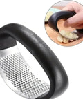 Stainless Steel Garlic Press Rocker Mincer With Peeler And Scraper For Easy Garlic Prep No Mess Rust Resistant Kitchen Gadget